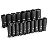 Capri Tools 1/2 in. Drive Deep Impact Socket Set, 10 to 27 mm, Metric, 18-Piece