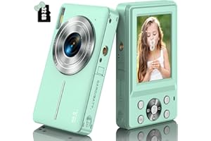 AKJJHFUE Digital Camera, Kids Camera FHD 1080P 44MP Compact Digital Camera with 32GB SD Card Small Vlogging Camera 16X Digital Zoom, Mini Point and Shoot Camera Gift for Kids Boys Girls Teens Students (Green)
