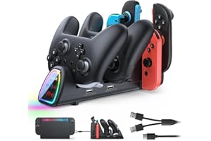 FASTSNAIL [Switch 2/1 Compatible] Charging Dock for Nintendo Switch 2/1/OLED for Joycon 2, 10 in 1 Fast Charger Station Stand