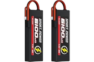 Hilldow 7.4V Lipo RC Battery 2S 65C 6100mAh Lipos Hard Case Batteries Rechargeable with Traxas Connector for 1/8 1/10 RC Car Trucks Remote Control Vehicles LKW Buggy Boats (2 Packs)