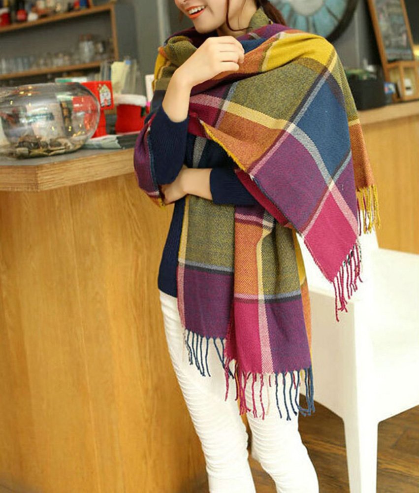 thumbnail image 2 of Runyizhenzhi Womens Scarf Fashion Long Plaid Shawls Wraps Big 2 of 14