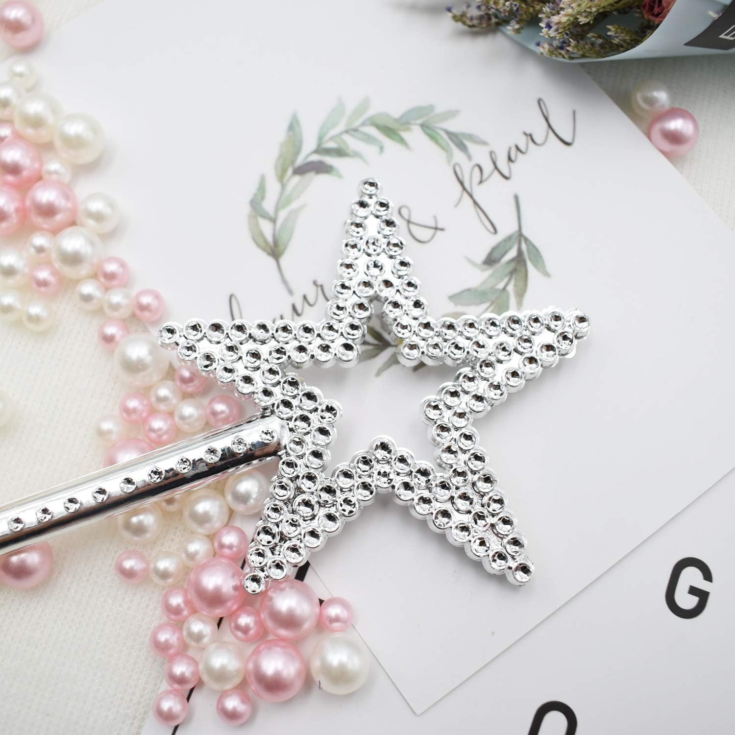 AnFun Star Wand,13 Inches Silver Fairy Princess Angel Wand (Silver): Clothing