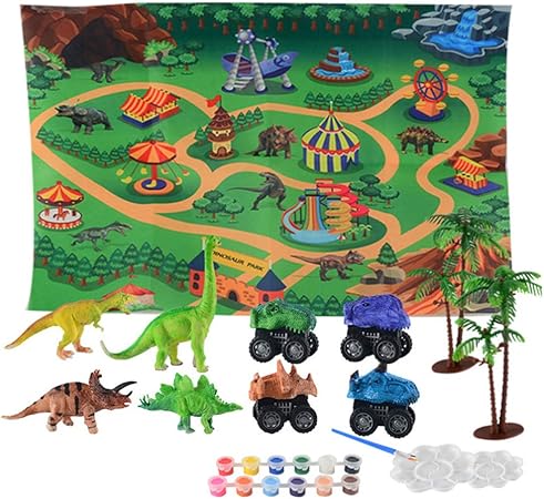 Amazon Jojofuny 子供のための恐竜の絵のキットはあなた自身の恐竜の動物の工芸品と芸術を塗るdiy恐竜の置物彫刻恐竜のおもちゃ恐竜の プレイマット誕生日パーティー用品の好意 詰め替え用消しゴム 文房具 オフィス用品