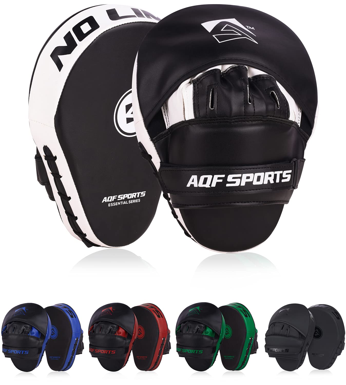 AQF Boxing Pads Hook and Jab Mitts Target Punching Focus Pads for MMA, Kickboxing, Muay Thai Training (Black & White)