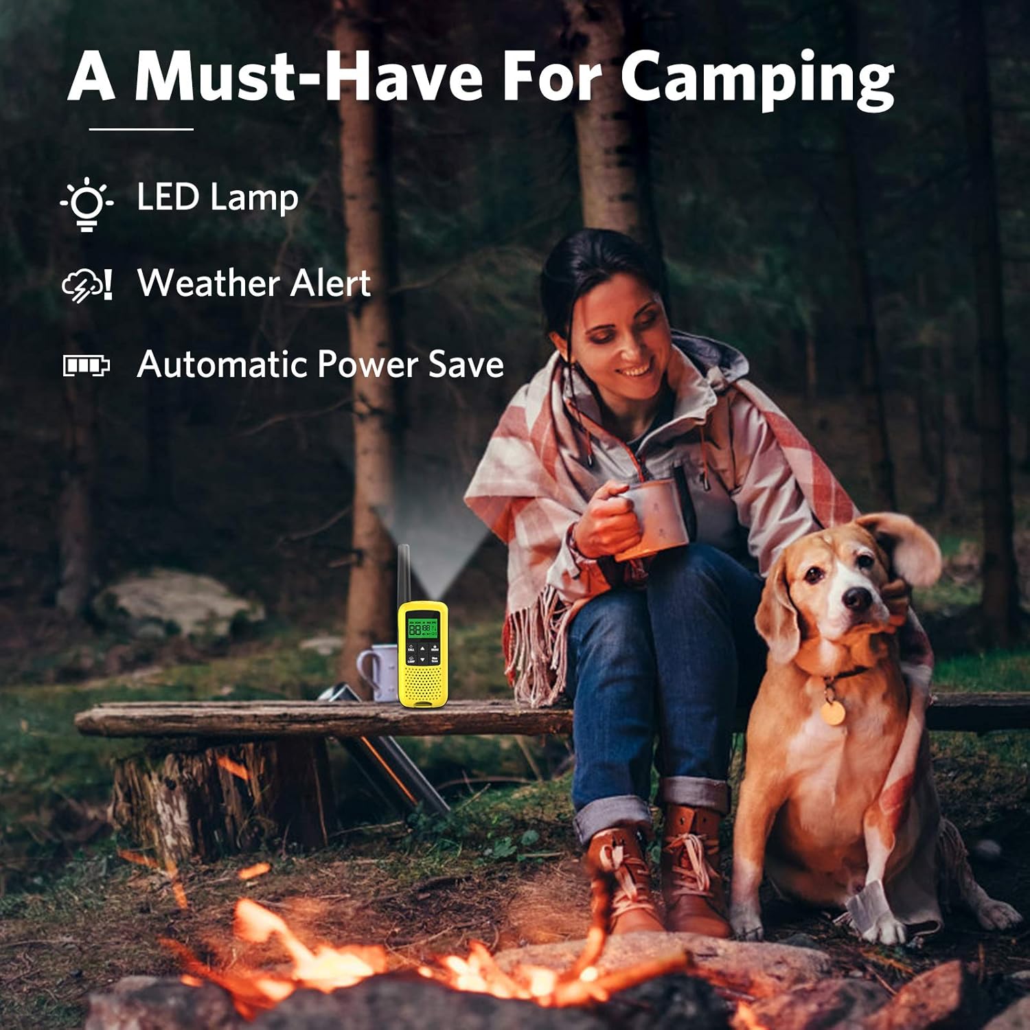 Walkie Talkies for Adults - COTRE Two Way Radios, Up to 32 Miles Long Range USB Rechargeable Walkie Talkies w/ 2662 Channels, NOAA & Weather Alerts, VOX Scan, LED Lamp for Outdoor Activities, Yellow: Car Electronics