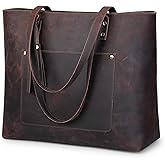 S-ZONE Women Vintage Genuine Leather Shoulder Tote Bag Large Work Handbag Purse