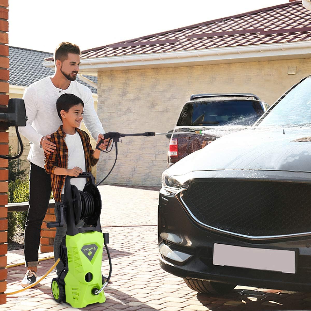 WHOLESUN 3000PSI Pressure Washer Electric 1.8GPM 1600W High Power Washer Machine with Spray Gun & 5 Nozzles (Green) : Garden & Outdoor