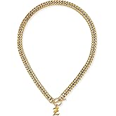 ADEMISHIA 18K Gold Old English Initial Necklace For Women, Dainty A-Z Pendant Letter with Stainless Steel Cuban Chunky Chain Choker Necklace Halloween Christmas Jewelry Gifts