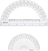 EBOOT Plastic Protractor 4 and 6 Inch Clear 180 Degrees 2 Pieces view 2