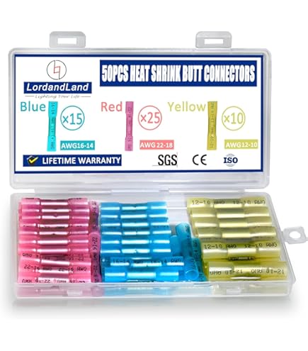 200-Pack Assorted Heat Shrink Butt Connectors - Waterproof Wire Connectors - Insulated Crimp Terminal Kits