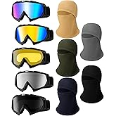 Copkim 5 Pcs Motorcycle Goggles with Face Mask Windproof Balaclava Face Cover Winter Motorcycle Goggles Dirt Bike Racing Ski Goggle Protective Safety Glasses