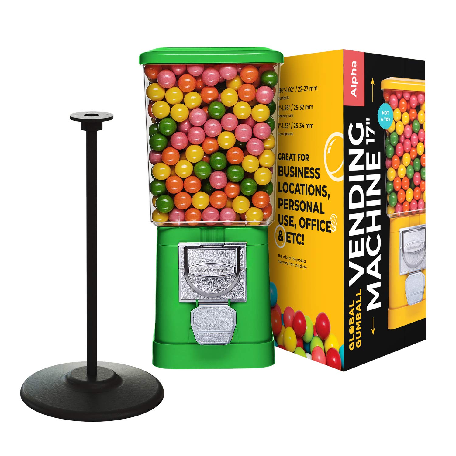 Gumball Machine with Stand - Green Home Vending Machine - Bubble Gum Machine for Kids - Gumball Mach