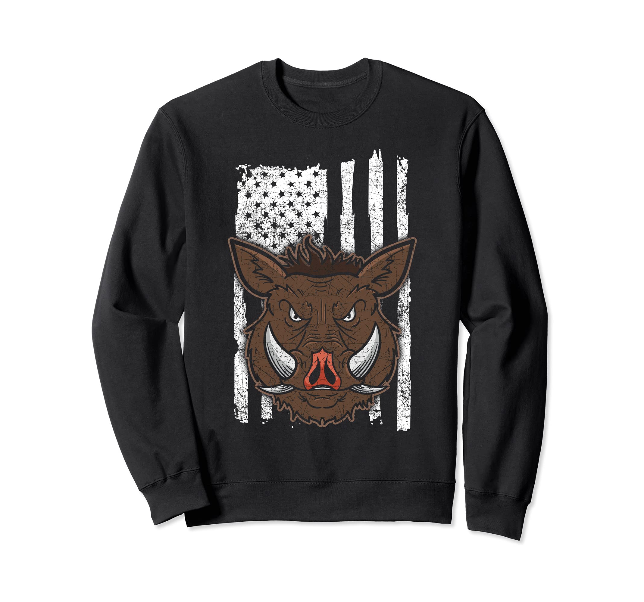 Boar Hog Hunter Hunting Hunt USA Flag Sweatshirt
