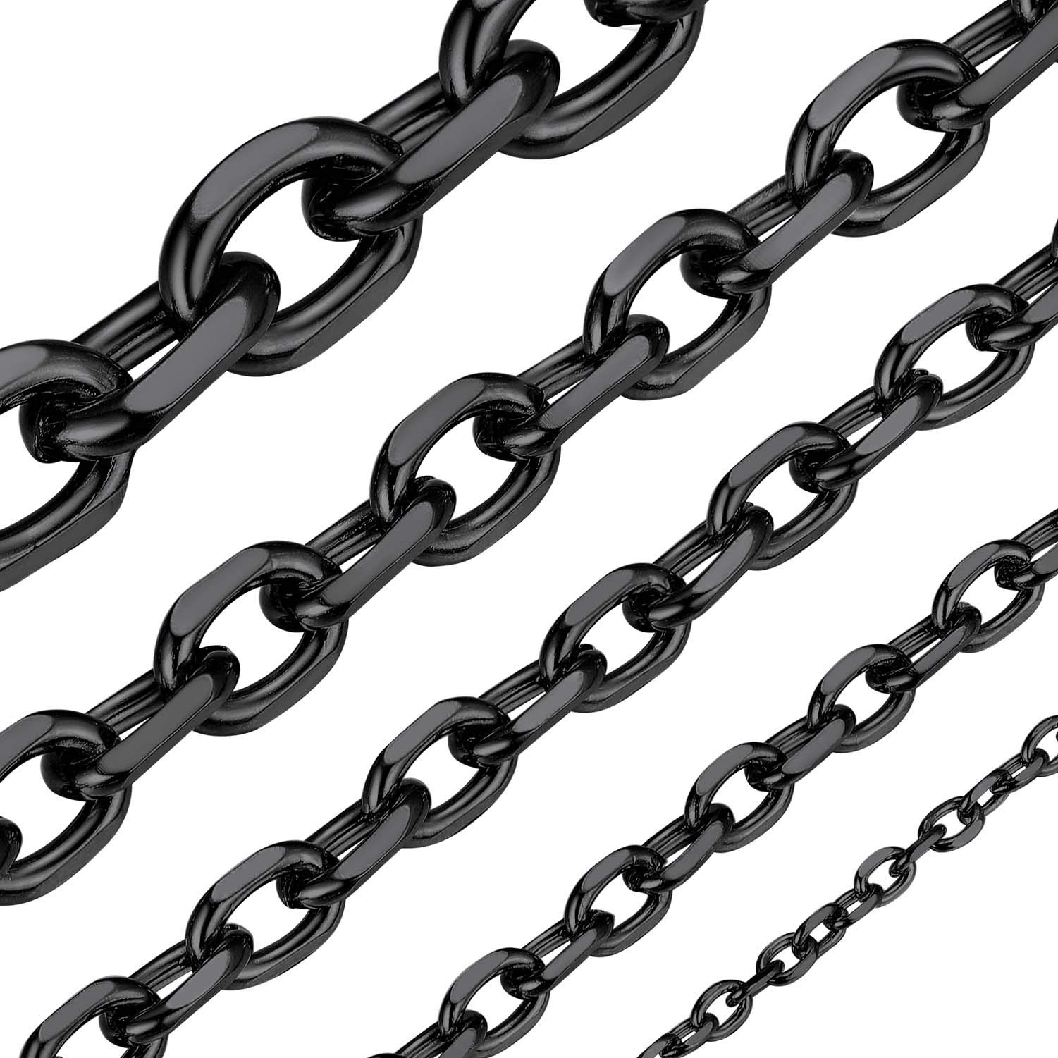 ChainsHouse Stainless Steel Cable Chain Necklaces for Men Women, 3mm/5mm/7mm/9mm/12mm 18K Gold/Black Plated Mens Cable Link Chains, 18"-30" Length - Send Gift Box, 76.20 cm