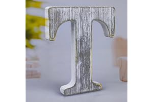 WOODOUNAI 8 Inch Wood Letters Unfinished Rustic Wood Letters for Wall Decor Decorative Standing Letters Slices Sign Board Decoration for Craft Home Party Projects (T)