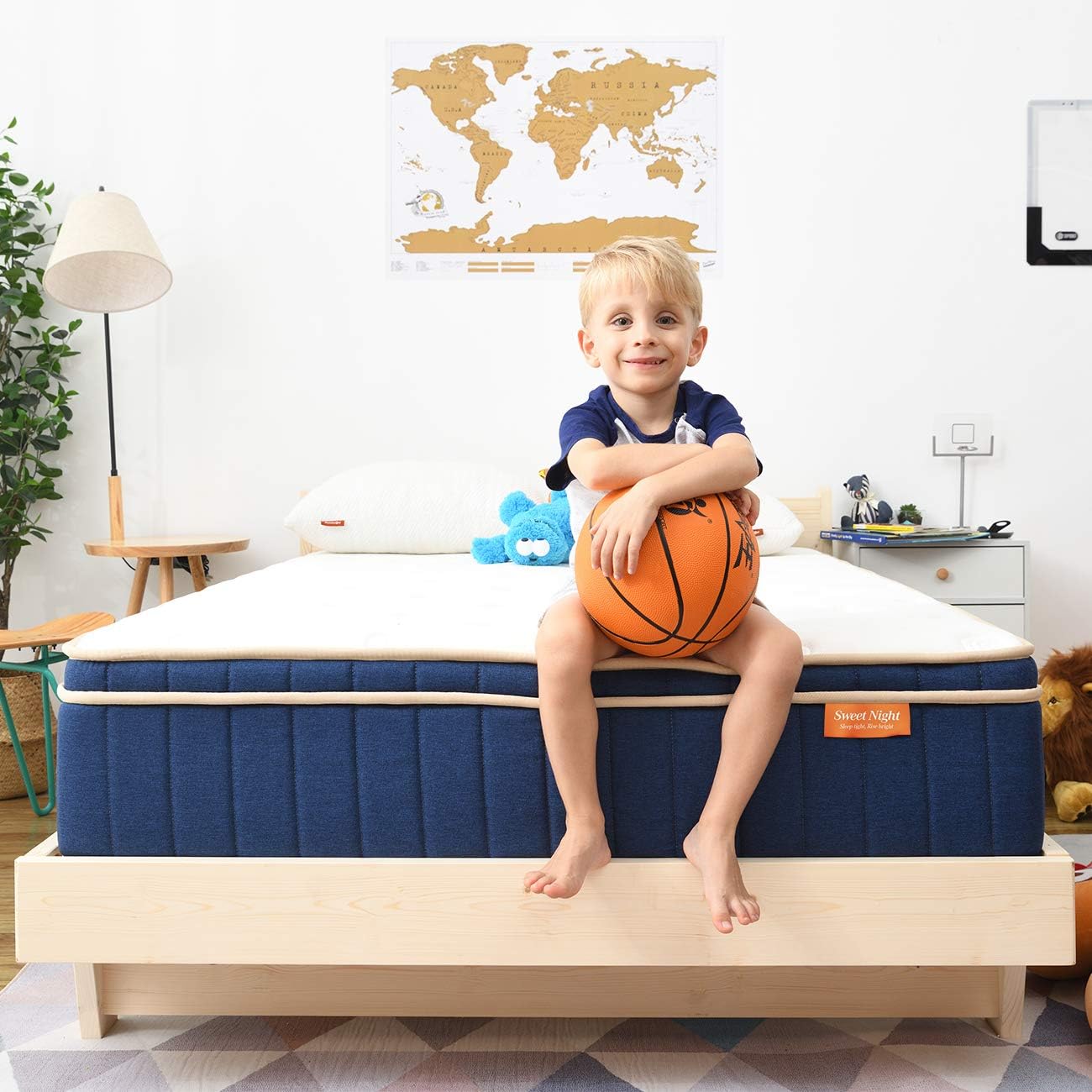 Sweetnight Ocean Blue 8" Hybrid Mattress | Gel Memory Foam & Individually Pocket Springs | Full Size: Furniture & Decor
