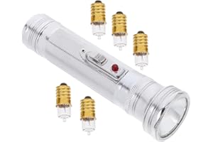 Healifty Vintage Metal Handheld Flashlight Retro Portable Torch with 5 Bulbs, No Battery, 2 D Cell Battery