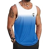 VOGSTART Mens Hawaiian Beach Tank Tops Summer Vacation Muscle Top Graphic Sleeveless Shirts (S-3XL)