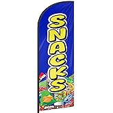 Snacks Feather Flag for Business Advertising 6 FT Swooper Flag for Storefronts Retailers Shops Food Trucks Events and Fairs (Flagpole Not Included)