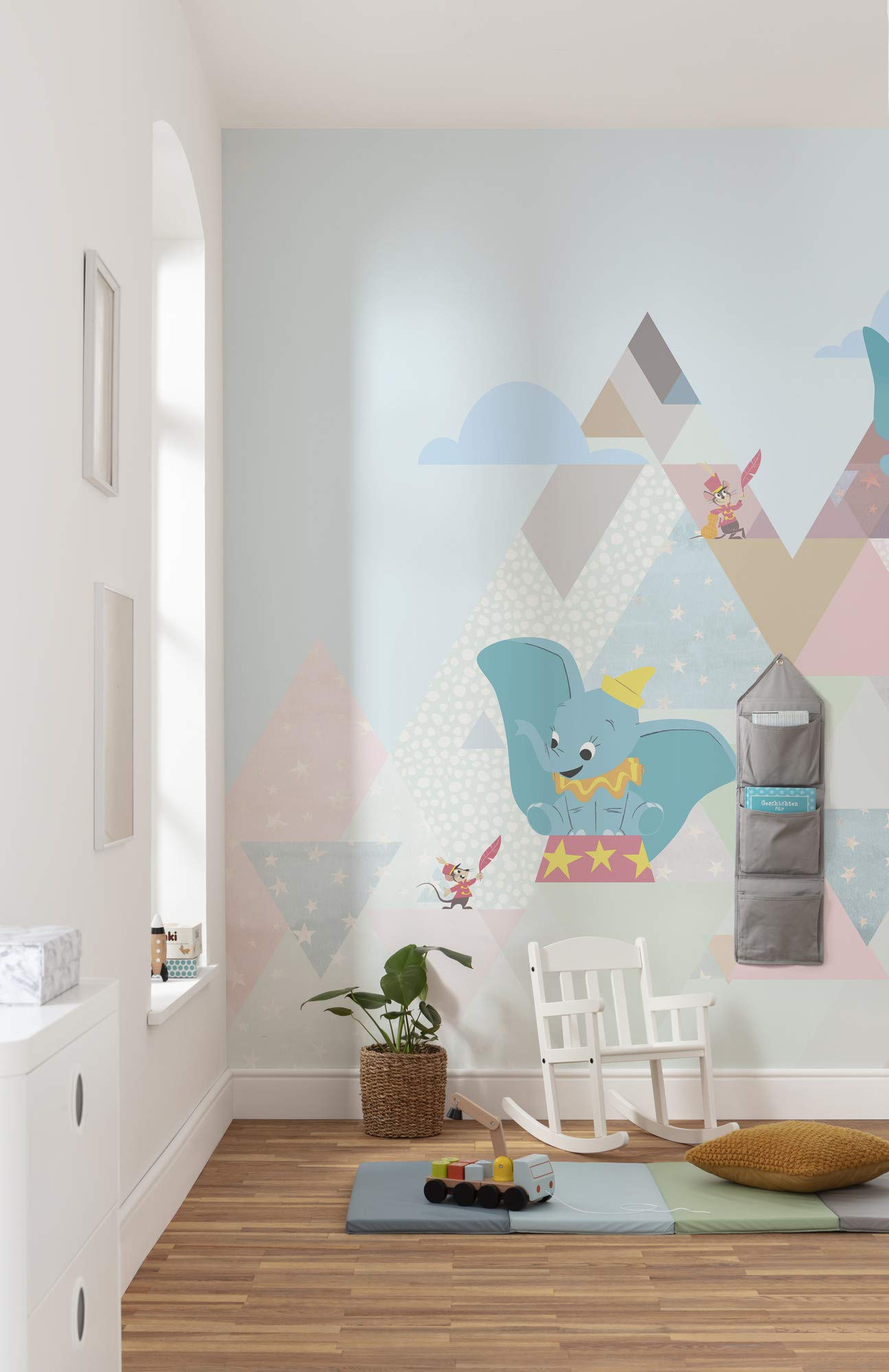 Komar Disney DX6-011 Fleece Photo Wallpaper with Dumbo Flying Elephant Design 300 x 280 cm Width x Height 50 cm Wall Picture Decoration Wall Cover Children's Bedroom Colourful