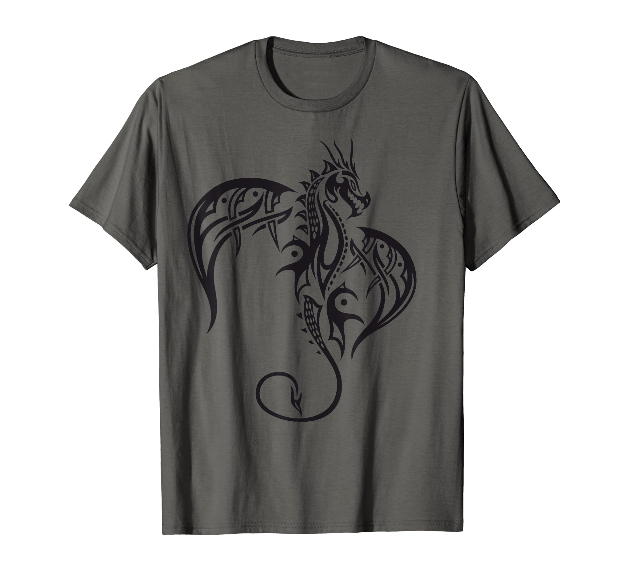 Dragon with Wings Fantasy Fire Dragon Tribal Tattoo Design T-Shirt