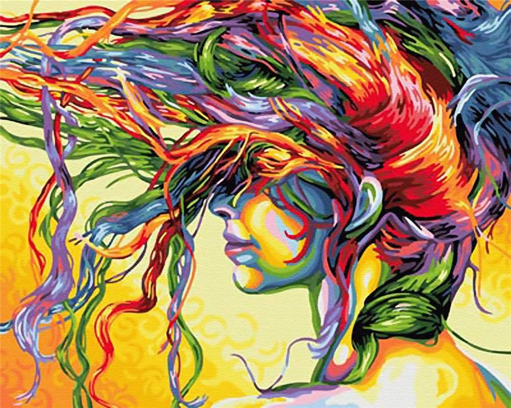 KOMI Paint by Number Kits for Adults Framed, DIY Painting Paint by Numbers on Canvas Painting Art Craft for Home Decoration, Colorful Dream Girl 16x20inch…