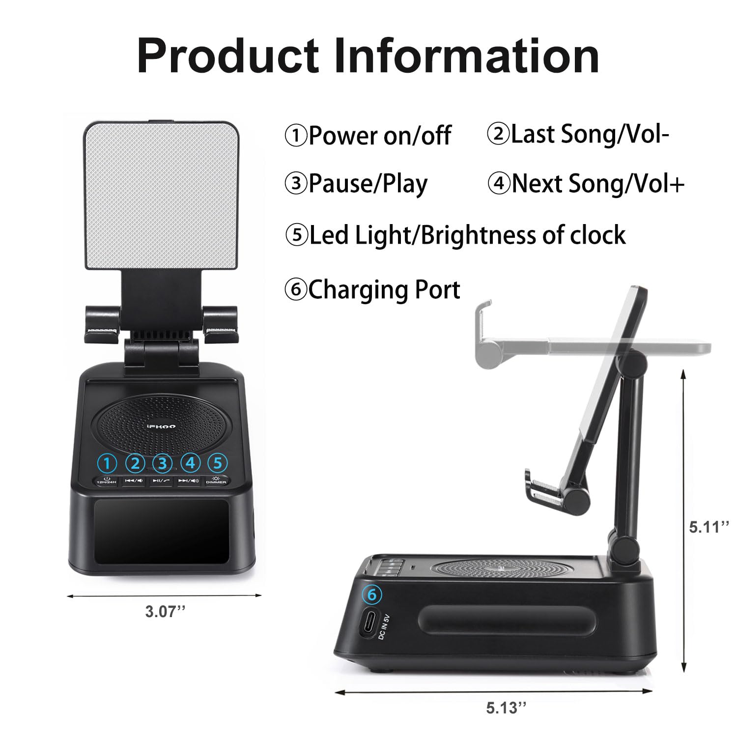 Gifts for Men Women, Phone Stand with Bluetooth Speaker&Clock, Birthday Gifts for Him, Phone Holder with Wireless Speaker, Ideal for Dad Mom Husband Boy, Cool Tech Gadget for Men