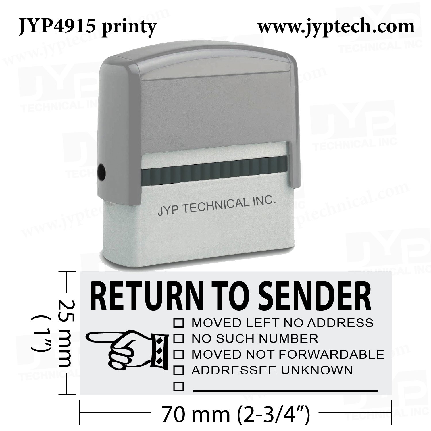 Return to Sender Extra Large JYP 4915 Self Inking Rubber Stamp (Black Ink
