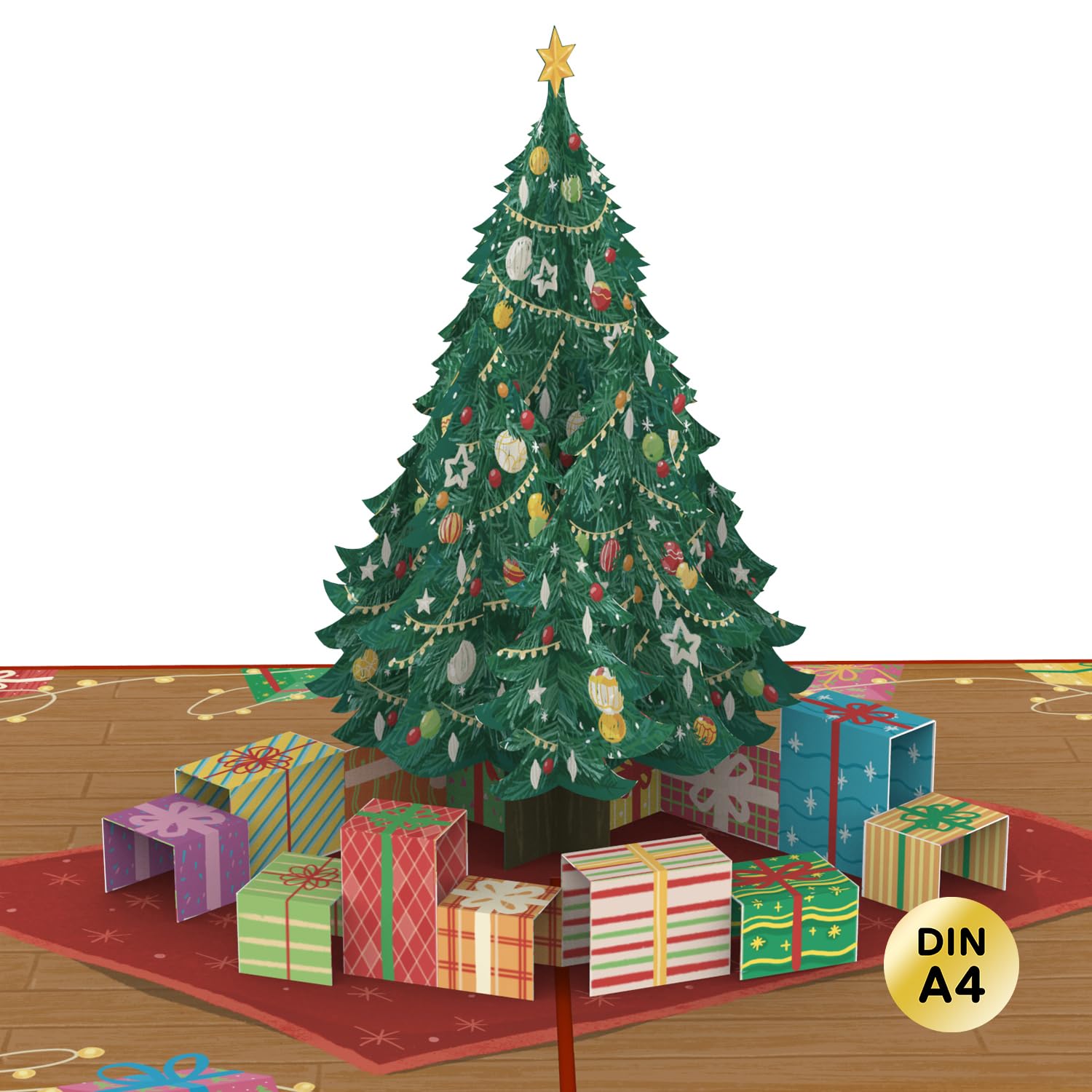 papercrush® Pop Up Christmas Tree Card XXL - 3D Christmas Greeting Card for Kids (Girl & Boy), Merry Christmas Card for Mom, Sis, Granny or Auntie, Handmade Xmas Money Gift Wallet for Son and Daughter