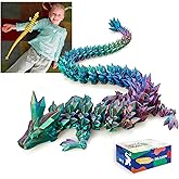 24”3D Printed Dragon Large 3D Dragon--Bigger Fidget Toy Gift for Kids, Boys, Girls & Adults,Cool Giant Crystal 3-D Printed Animals Desk Decor, Easter Basket Essentials(blue green purple)