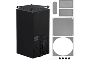 Chanvoo Dust Filter Compatible with Xbox Series X, Accessory Set with 4 Silicone Plugs & 4 PVC Meshes - High-Density Breathable Metal Mesh Top Protection (Black)