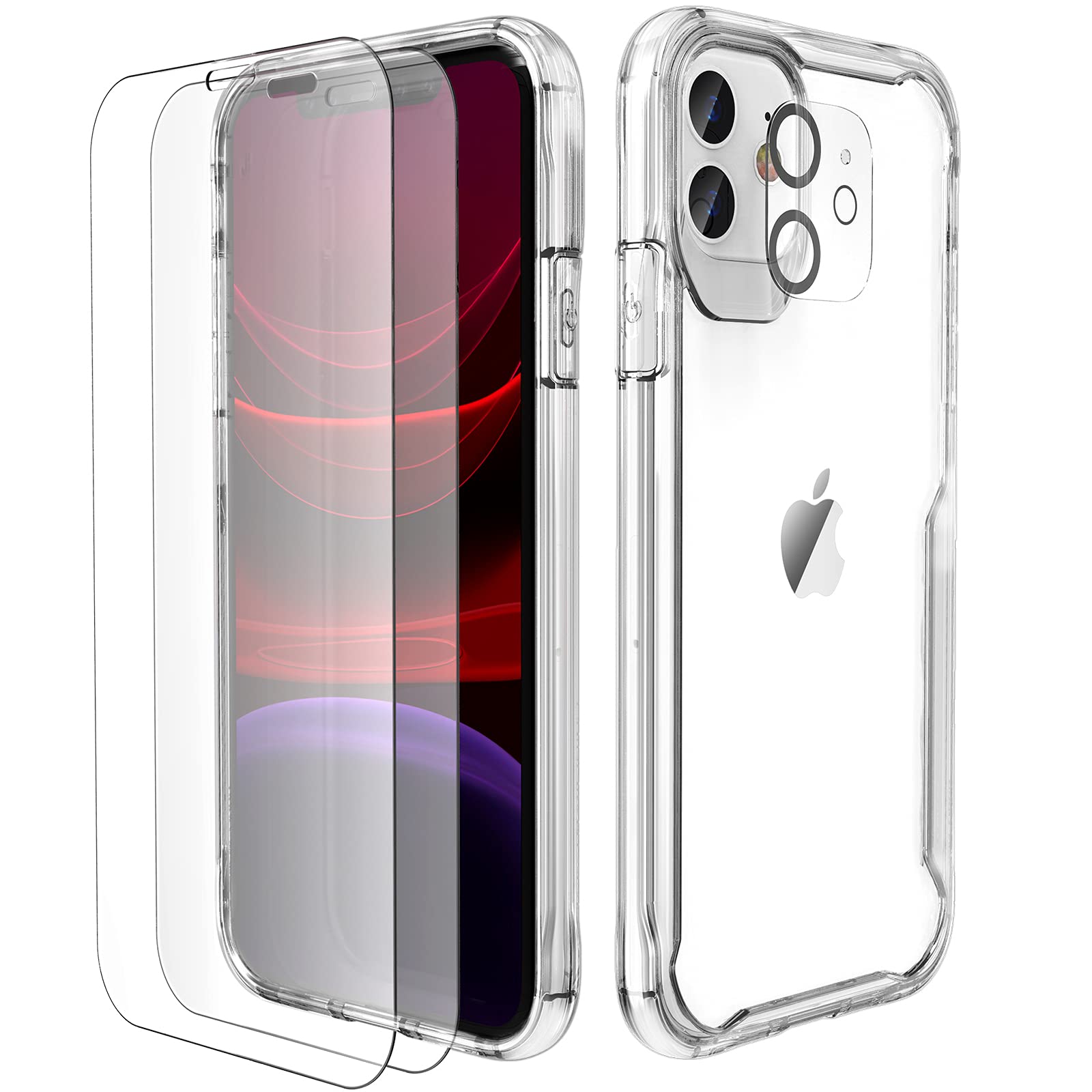 ORETECH Compatible with iPhone 11 Case, with [2 x 9H Tempered Glass Screen Protector & 1 x Camera Lens Protector] Shockproof Transparent Ultra Thin Soft TPU + Hard PC Hybrid Full Body Case - Clear — image 1