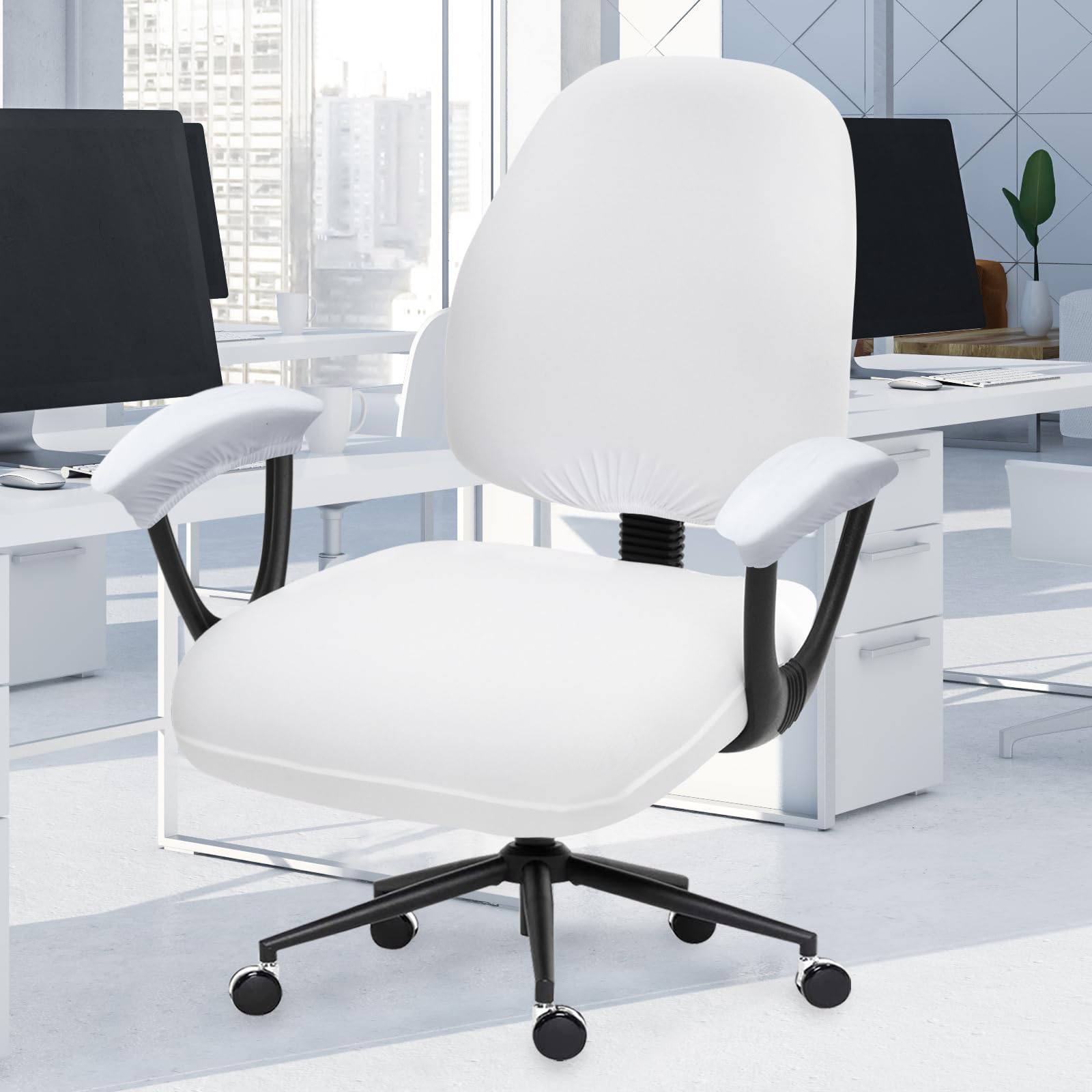 Stretchable Separate Office Chair Seat Covers with Armrest Covers ...