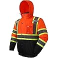 JKSafety Hi-Vis Winter Safety Bomber Jacket for men and women | Winter Safety Jacket Durable and Waterproof | Construction Work Jacket for Winter | Cold Weather PPE | ANSI Class 3 (116-OBlk M)