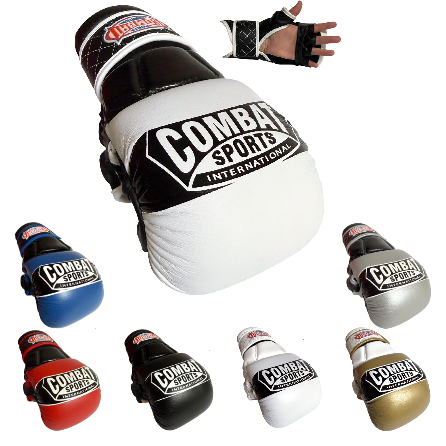 Photo 1 of Combat Sports Max Strike MMA Training Gloves, Open Palm Fingerless Gloves for MMA, Muay Thai, and Kickboxing