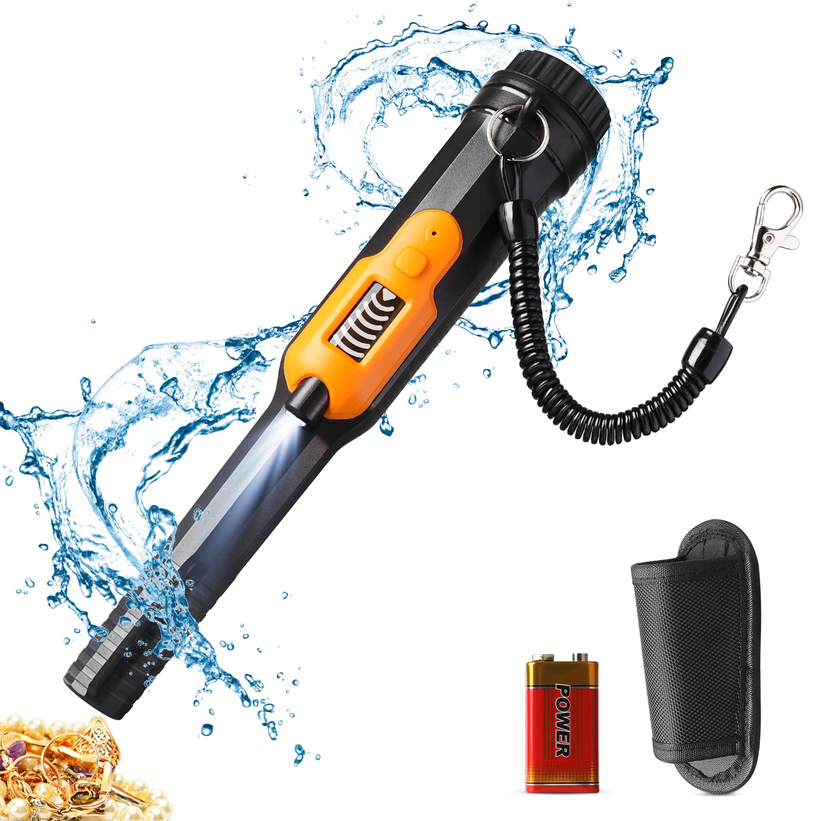 Photo 1 of Vertimia Metal Detector Pinpointer, Professional Waterproof Handheld Pin Pointer Wand, 3 Modes Search Treasure Pinpointing Finder Probe with LCD Display for Adult, Kids, 9V Battery Included - Orange
