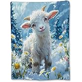 Ti Caldi Cute Goat in Snowy Field Blanket | Soft Warm Fuzzy Lightweight Flannel Throw Blanket Perfect for Couch, Bed, Travel, Outdoor Use & Home Decor, Cozy Blankets for Adults Kids Women 60×50 in