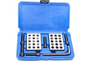 Nakkaa Ultra Precision 1-2-3 Blocks Set with Screw Matched Pair 23 Holes .0001" Squareness Hardened Steel 1"x2"x3" Blocks Set Setup Blocks Industrial Tools w/Plastic Case