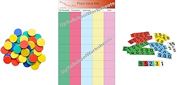 UpToSchoolWorksheets Place Value Kit Math Lab Tools to Teach Number Places in Thousands, Hundreds, Tens and Ones (Multicolour)