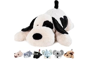meowtastic Black & White Dog Weighted Stuffed Animals - 22 Inch 4.5 Pounds Weighted Plush Dog Stuffed Animals - Big Stuffed Dog Plush Pillow - Cute Plush Toys Gifts for Kids & Adults (22" 4.5 lbs)