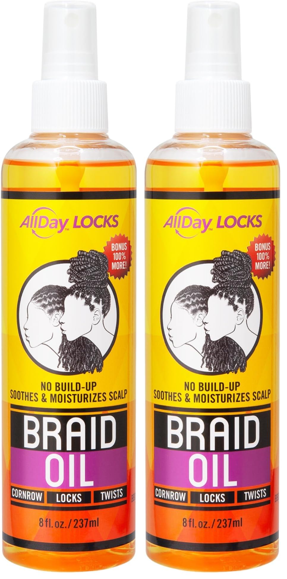 AllDay Locks Braid Oil | Soothes, Moisturizes Dry & Itchy Scalp | Nourishing, Soothing, Protecting Oil | Rejuvenates & Refreshes Braids, Locks, Twists, Cornrows | 8 oz (Pack of 2) Image