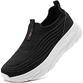 STQ Women's Slip on Sneakers Wide Toe Box Walking Tennis Shoes Cushion Sole Comfortable Orthopedic Arch Support Breathable Plantar Fasciitis Non-Slip Athletic Gym Workout Shoe