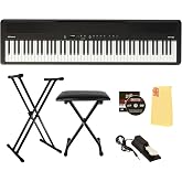 Roland FP-40 88-Key Digital Piano - Black | Bundle with Adjustable Stand, Bench, Sustain Pedal, Austin Bazaar Instructional DVD, and Polishing Cloth