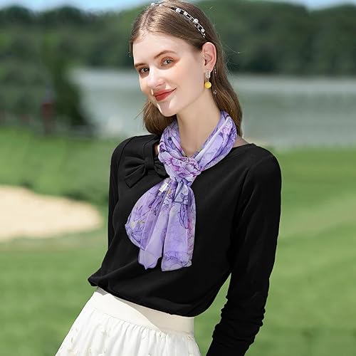 E-Clover Herebuy Unique Women's Floral Scarves: Chiffon Flowers Birds  Printed Scarf Wedding Party Shawl Wr