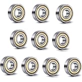 608 ZZ Ball Bearings(10PCS), 608ZZ Metal Double Shielded Miniature Deep Groove Skateboard Ball Bearings (8mm x 22mm x 7mm)
