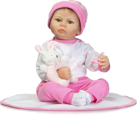 Amazon Npk Collection Rebornベビー人形リアルな赤ちゃん人形ビニールシリコン赤ちゃん22インチ55 Cmピンクウサギ かわいい人形 抱き人形 おもちゃ