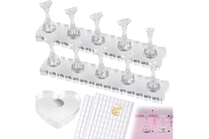 ESUOHYM Nail Stand For Press Ons Extra-high Nail Tip Holder For Painting Art Magnetic Acrylic Fake Nail Display & Practice,Heart Nail Stand with 200 PCS Double Sided Tape,Nail Designs Supplies Kit For Beginners Home Salon