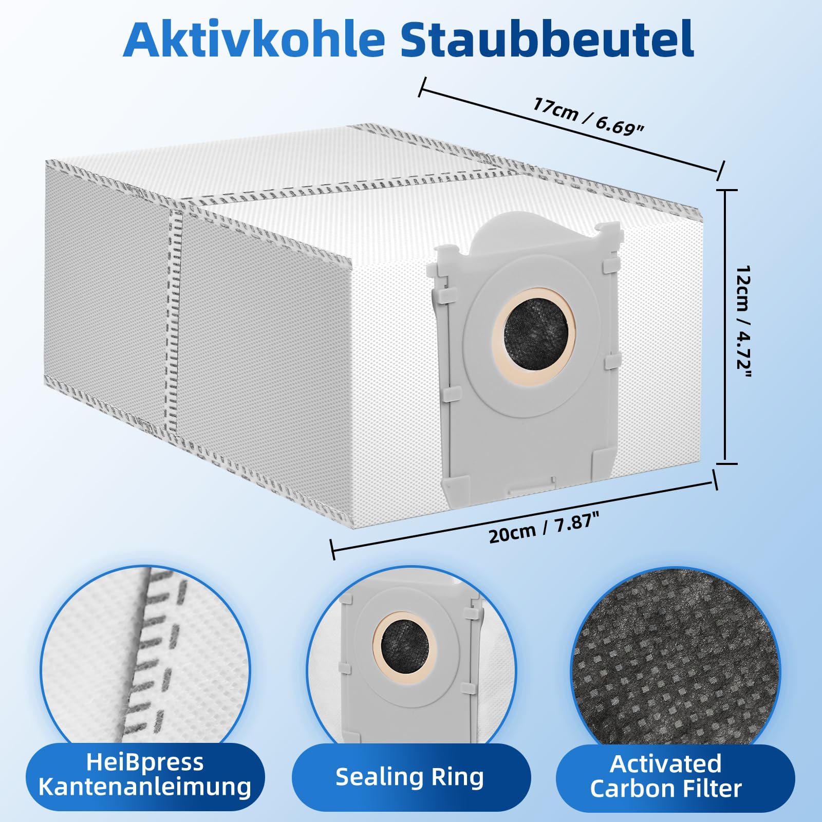 10 Stück Staubbeutel für ECOVACS DEEBOT X8 PRO OMNI / X9 PRO OMNI /X11 PRO Omni /X12 Pro Omni /T30C /T50 Pro OMNI /T80 OMNI /T90 Omni Saugroboter, 4L Aktivkohlebeutel Vakuumstation Ersatzteile Zubehör 3