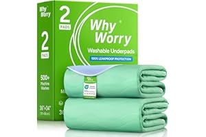 WhyWorry Washable Incontinence Bed Pads for Adults, 34" x 36" Waterproof Reusable Pee Pads for Kids & Elderly, Bedwetting & P