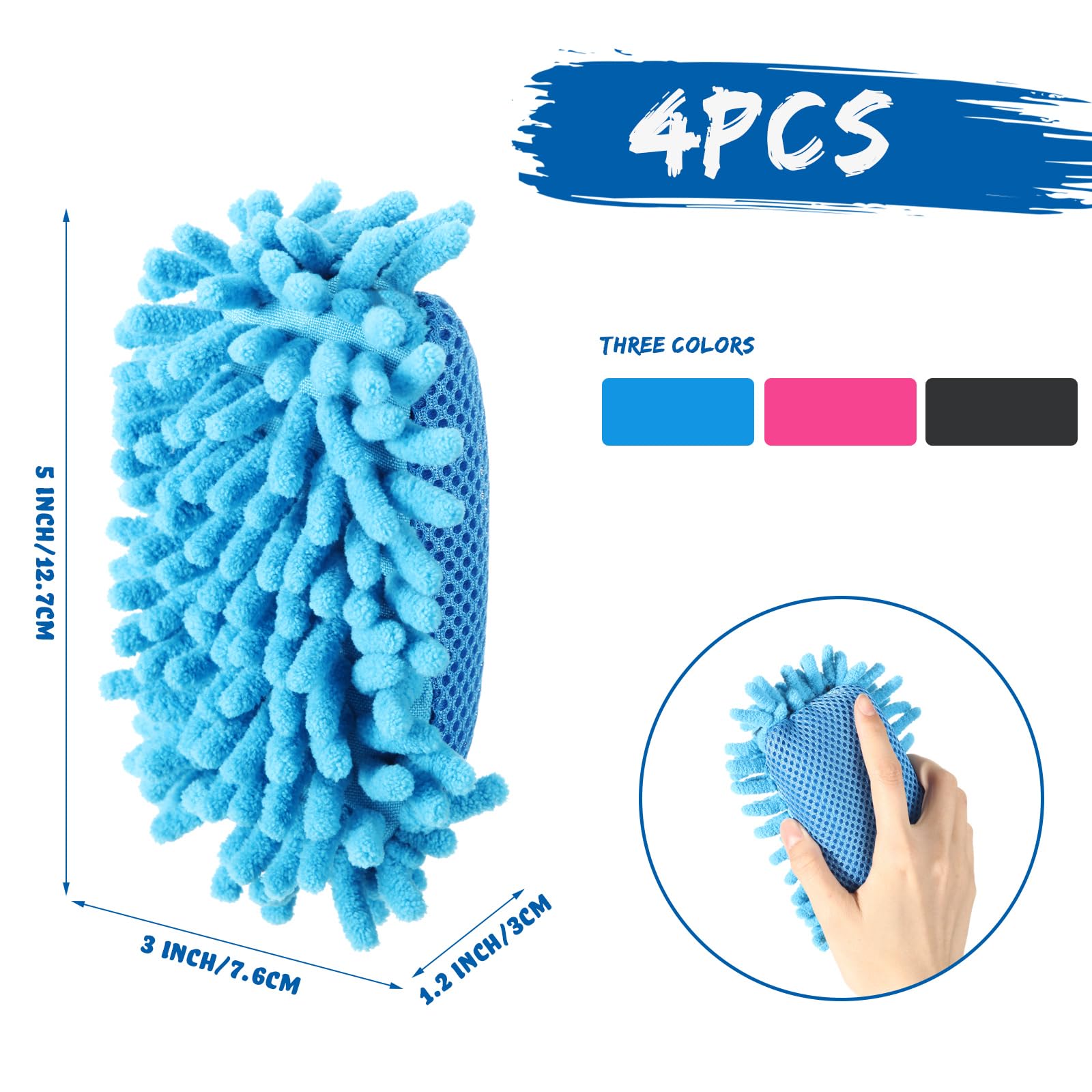 Epakh 4 Pieces Dry Erase Erasers Magnetic Whiteboard Eraser Washable Microfiber Shag for Classroom, Home and Office Use